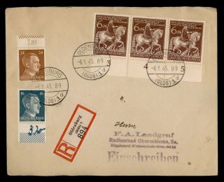 Dr Who 1945 Germany Oldenburg Registered Semi Post Plate Strip E45707