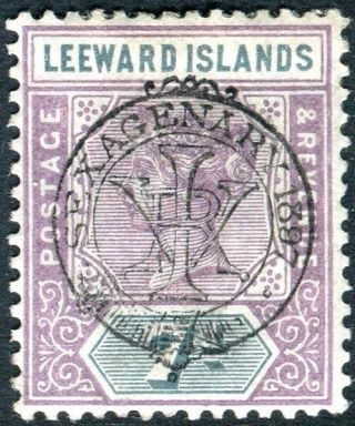 Leeward Islands - 1897 Jubilee 7d Dull Mauve & Slate Mounted Example Sg 1