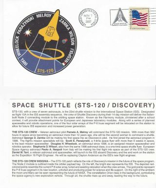 Sts - 120 Discovery Kennedy Space Center Florida Nov 7 2007 With Insert Card