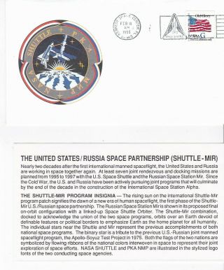 Sts - 63 Discovery Kennedy Space Center Florida Feb 11 1995 With Insert Card