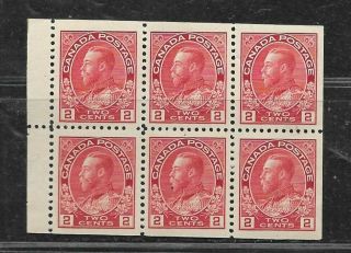 Canada Stamps 106a Booklet Pane Of 6 (h&nh) From 1911 - 25