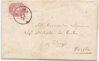 Lombardy Venetia 1865 Letter Stamped 5 Soldi Canc.  Palma To Tolmezzo