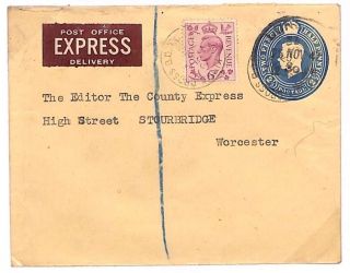 C301 1947 Gb 4kings Postal Stat Express To The Editor Of The County Express Pts