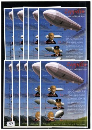 ,  10x Grenada - Mnh - Zeppelin - Aviation