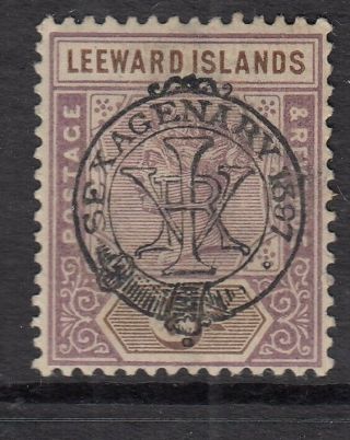 1897 Queen Victoria Sg13 6d Mauve Diamond Jubilee Hinged Leeward Islands