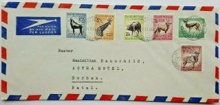 South Africa 1954 Airmail Cover With Top 6 Values Animal Definitives Northcliff