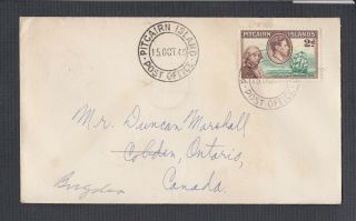 Pitcairn Islands 1940 2d Kgvi Pictorial Cover To Cobden Ontario Redirected