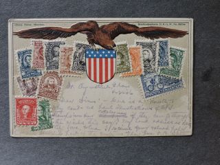 1906 Us Zieher Embossed Stamps Postcard,  1c Back St Augustine Fl - Ny,  Forw Ma
