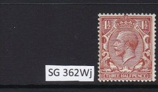 Gb 1912 Simple Cypher Sg362wj Watermark Reversed 1.  5d Red - Brown Mounted