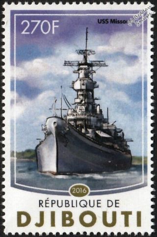 Wwii Uss Missouri (bb - 63) Us Navy Iowa - Class Battleship Warship Ship Stamp