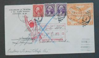 Classic U.  S.  1938 Airmail Cover,  Concord,  Nh To Havana,  Returned To Sender