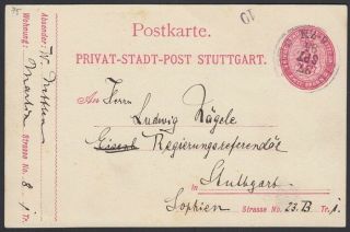 Germany,  1895.  Stuttgart Private Post Card,