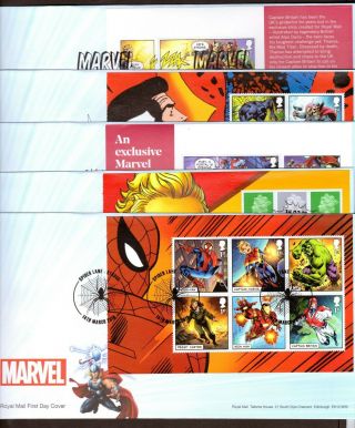 Gb 2019 Royal Mail Marvel Heroes Psb X5 F.  D.  Cs Unaddressed & Empty Book