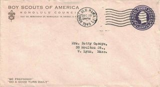 1945 Honolulu,  Hawaii Territory Cancel On A Cover From The Boy Scouts Of America