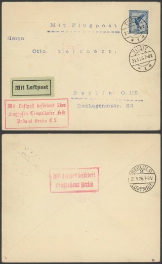Germany 1926 - Air Mail Cover Tilsit To Berlin 30512/7