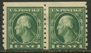 Us Sc 412 1912 1c Perf 8½ Vert Coil Pair Og Hinged With Thin