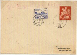 Channel Islands 1943 Jersey 2½d,  Germany 12pf W/feldpost Pmks Cover - Hamburg Ww2