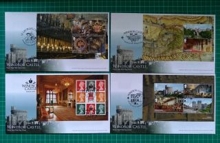 2017 Windsor Castle Set Of 4 Psb Booklet Pane Fdc 4 Different Pmk