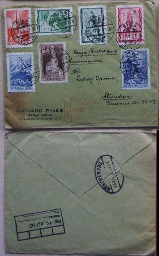 Latvia Riga Registered Cover To Germany 1937 03