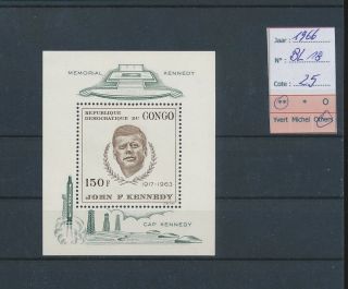 Lk60929 Congo 1966 John F.  Kennedy Good Sheet Mnh Cv 25 Eur