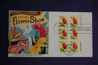 Tulip Flower 29c Stamp Fdc William Cachet Sc 2524 10857 Zip Block Of 6