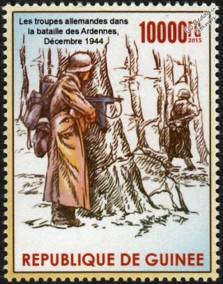Wwii Battle Of Bastogne German Army Soldier Patrol In Ardennes Forest Stamp
