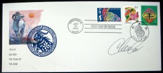 2003 U.  S.  China Joint Year Of Ram First Day Cover Signed Clarence Lee Stamps
