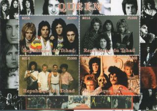 Queen Freddie Mercury Pop Rock Icon Tchad 2014 Mnh 4.  5 " X 6 " Stamp Sheetlet