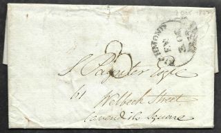 England 1832 Folded Letter Cv Richmond To Cavendish Square Red Night Back Cancel