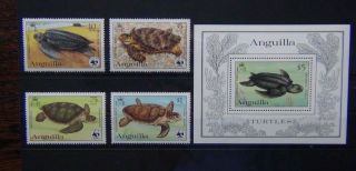 Anguilla 1983 Endangered Species Turtles Set & Miniature Sheet Mnh