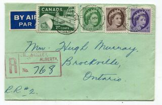 Canada Ab Alberta - Drumheller 1958 Registered Rpo Cover To Brockville Ont -