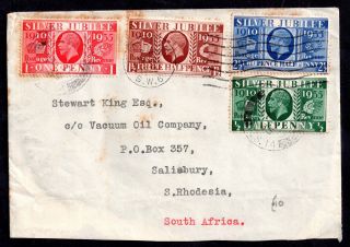 Gb Kgv 1935 Silver Jubilee Set On Cover To Rhodesia Ws7536
