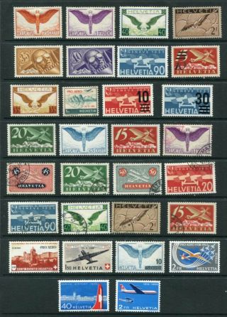Switzerland Early Airmail M&u Lot 30 Stamps