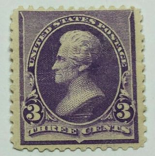 Us Scott 221 - 1890 - 93 - 3 Cent Jackson - Purple - Mint/hinged/original Gum - C.  V.  $95.  00