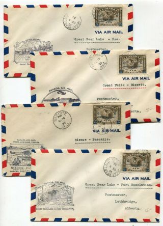 Canada Airmail Ffc - 1932 Ottawa Conference Ovpt - First Flight Covers X 4 - 1