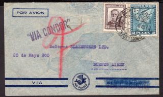 2338 Chile To Argentina Air Mail Cover 1937 Condor Santiago - Buenos Aires