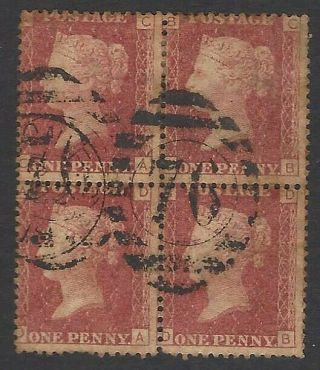 Gb 1858 1d Red Plate 204 Block Of 4