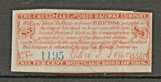 Usa Bond Coupon Train Revenue Fiscal Stamp 2 - 27 - Virginia C&o Rr