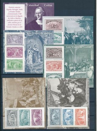 D000875 Voyages Of Colombus Discovery America Mnh Set Of S/s 