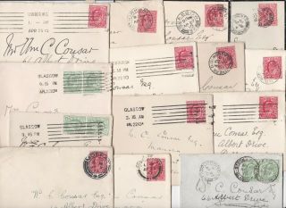 1910/11 17 Envelopes To William Cousar Pollockshields Glasgow Good Postmarks