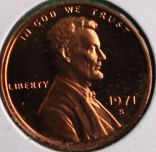 1971 S Lincoln Penny One - Cent Proof U.  S.  Copper Coin 1c From Proof Set