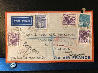 1936 Brazil To Uk - Air Mail Via Air France Cover - Ref241