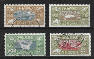Iceland 1930 Airmail Set Of 4 Key Values Michel 143 - 146 Cv €275