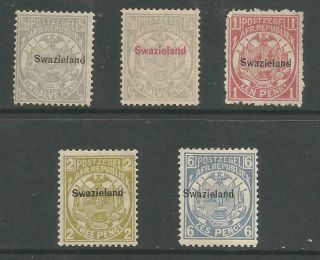 Swaziland 1889 - 90 Selection Of 5 Early Overprints Cat £171 See Scans