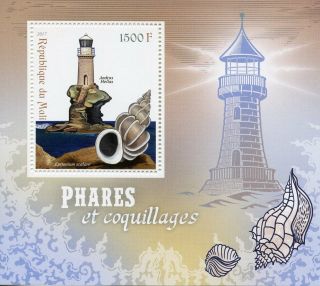 Mali 2017 Mnh Lighthouses & Seashells Andros Lighthouse 1v S/s Shells Stamps