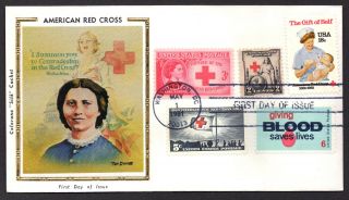 American Rec Cross 1910 Mutli Stamp Combination Colorano Silk Cachet Fdc Lot629