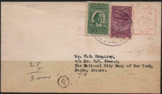 X1901 - Brazil - Airmail Meter Cover From Rio To Paris,  France - 1930