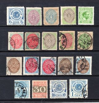 Danish West Indies Early Good To Fine & Mounted Range X 19 Stamps