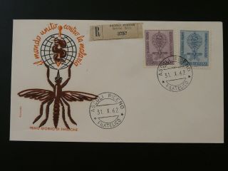 Insect Mosquito Malaria 1962 Registered Fdc Italy 87260