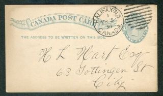 1891 Halifax Ns Duplex Cancel Gpc To Early Stamp Dealer H.  L.  Hart Re N.  S.  Stamps